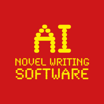 Red image with yellow text reading 'AI Novel Writing Software'